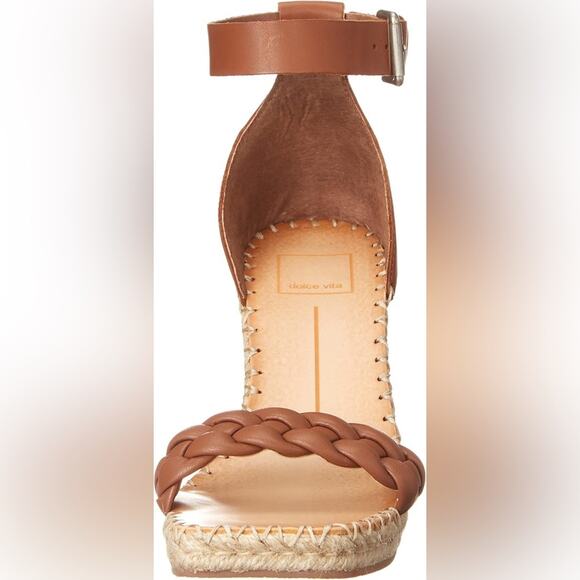 NWOT Dolce Vita Nilton Espadrille Wedge Heels Natural Leather Brown Tan Size 9 - Picture 2 of 10